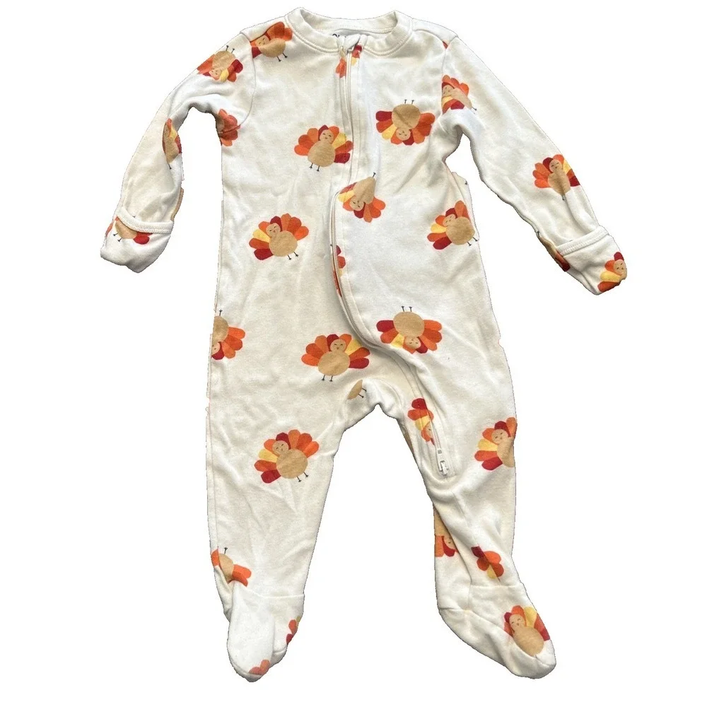 Old Navy Thanksgiving Turkey‎ Outfit Size 6-9 Months Girls Boys Unisex Zip (4)